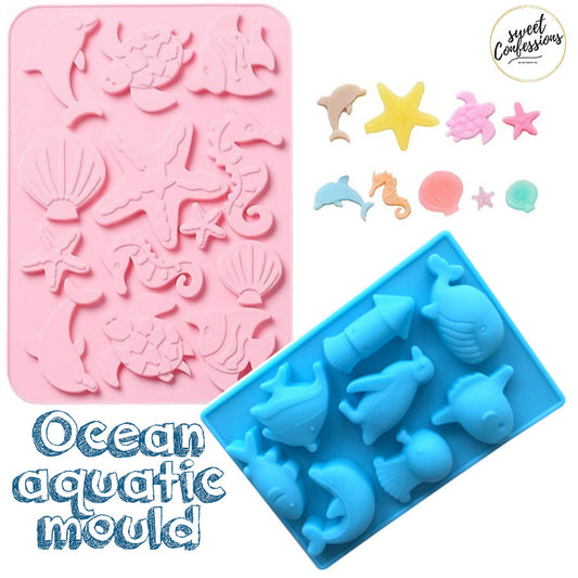 Sea aquatic animals dolphin whale penguin fish cuttlefish jelly silicone mould aquarium silicon mold