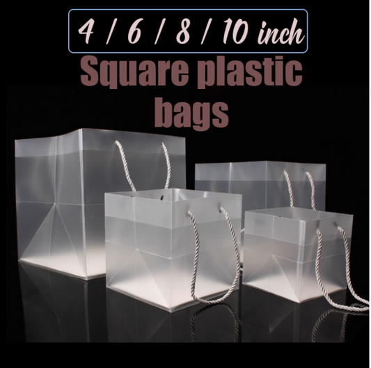 Square paper bag Cake box carrier bag transparent plastic bag gift bag large bottom carrying bag