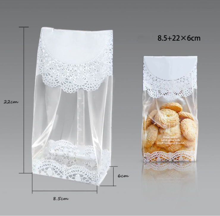 🇸🇬50pcs Lace cookie bags biscuit packaging wrappers plastic bag gift wrapper madeleine sweet confessions