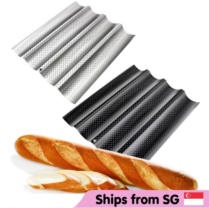Large baguette pan tray perforated non-stick ventilated french loaf baking mould bread tray
