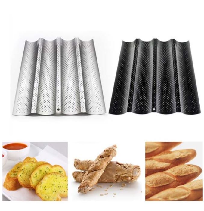 Large baguette pan tray perforated non-stick ventilated french loaf baking mould bread tray