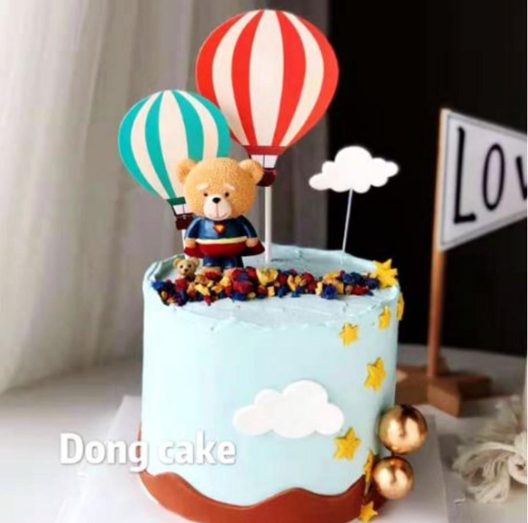 6pcs Hot air balloon cloud happy birthday cake toppers set