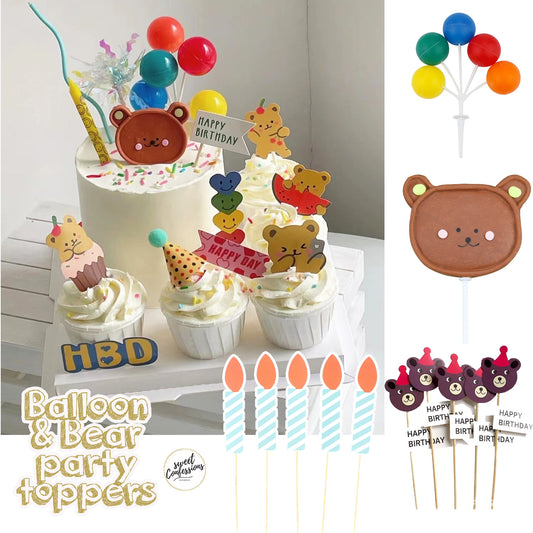 Bear & balloon party toppers children day kids birthday cake decoration topper