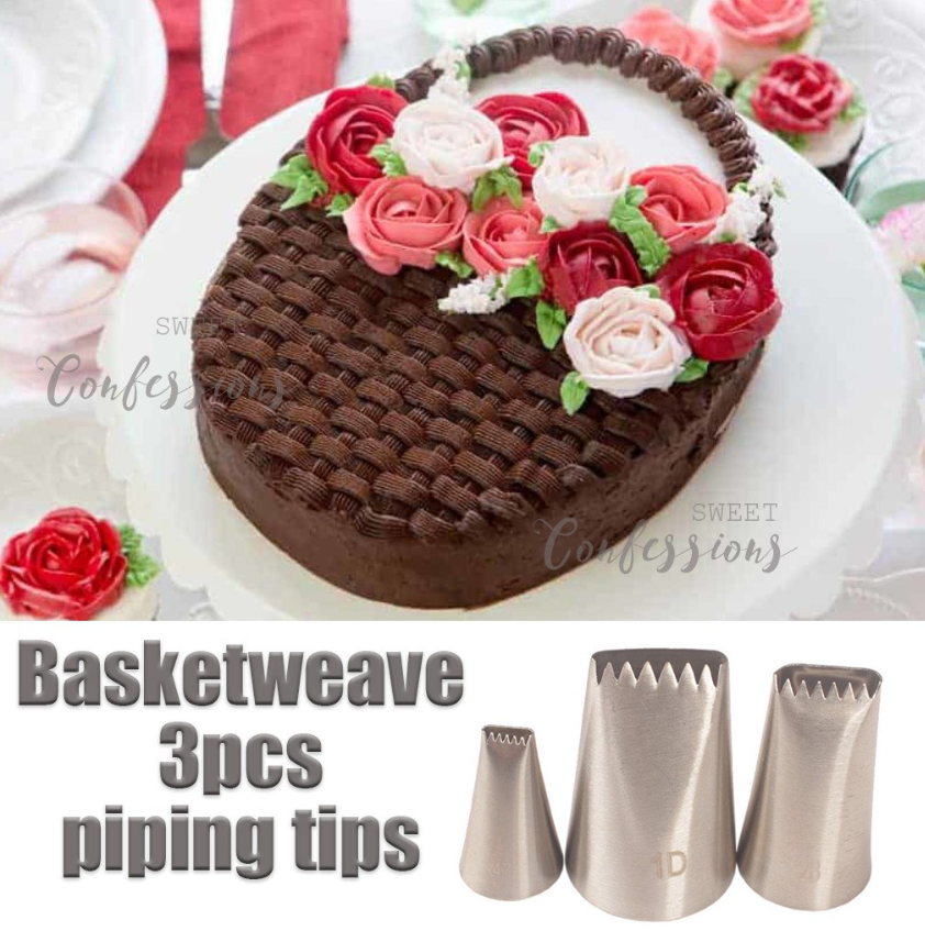 3pcs Basket weave piping tips set buttercream nozzle cake decorating 1D 2B 47 piping tip