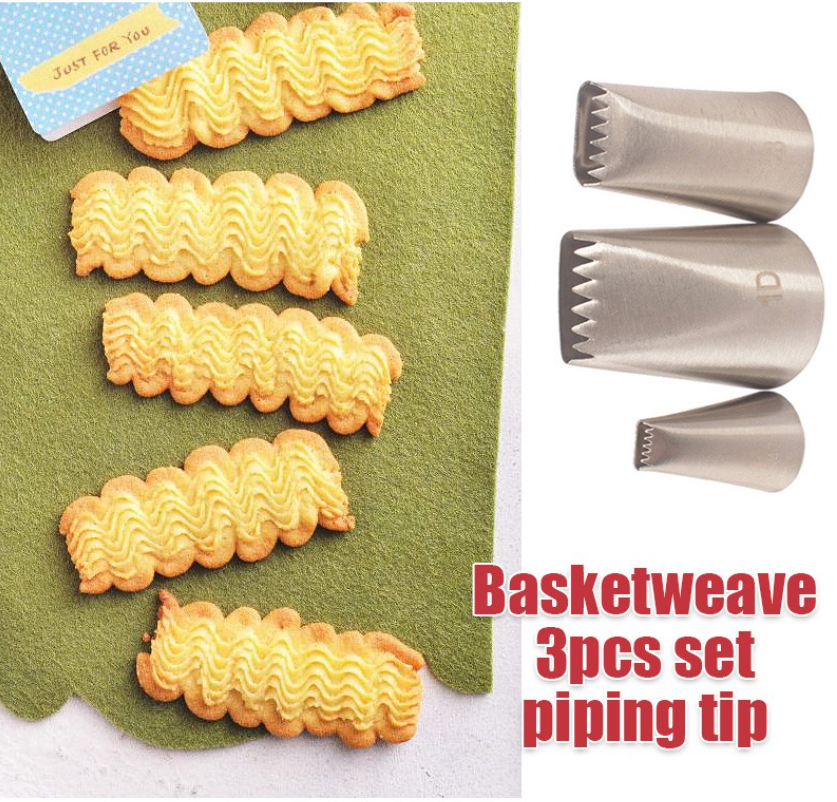 3pcs Basket weave piping tips set buttercream nozzle cake decorating 1D 2B 47 piping tip
