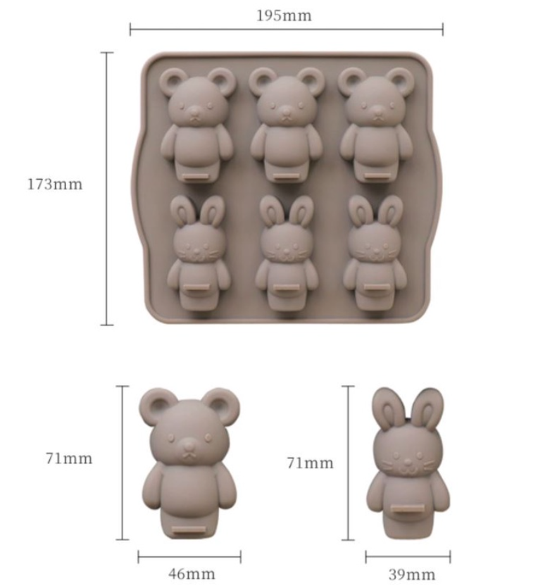 Little bear & rabbit baking mould silicone jelly chocolate mold