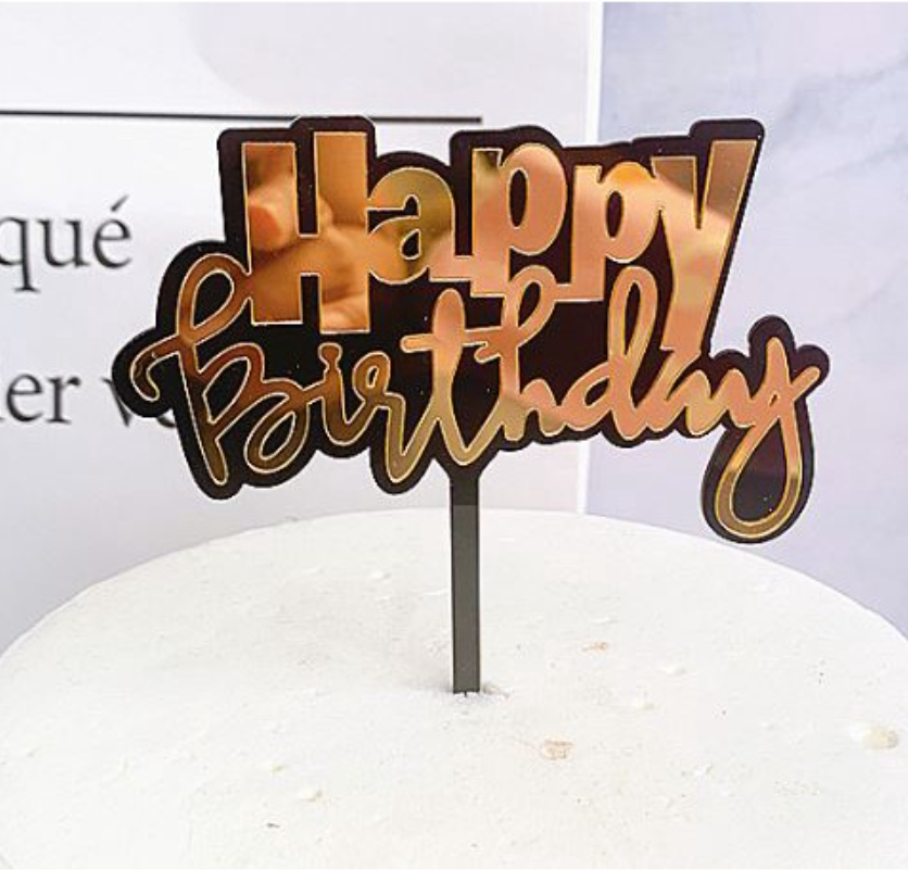 Happy birthday cursive words greeting topper cake gift topper