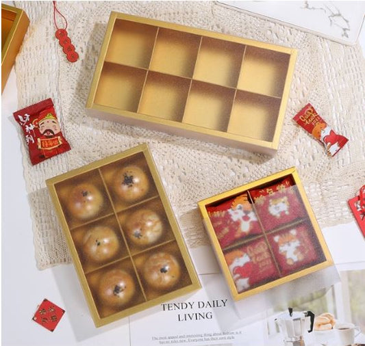 Gold gift box food tray takeaway box mooncake box gold packaging paper box tart pastry boxes