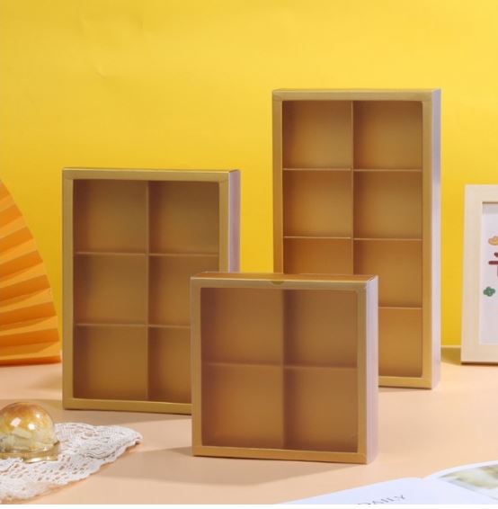 Gold gift box food tray takeaway box mooncake box gold packaging paper box tart pastry boxes