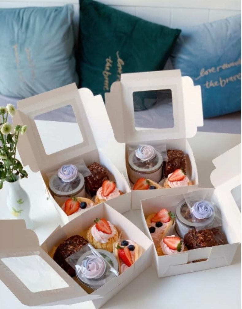 White Cake box 7 / 8 /10 inch white transparent window single layer cake boxes