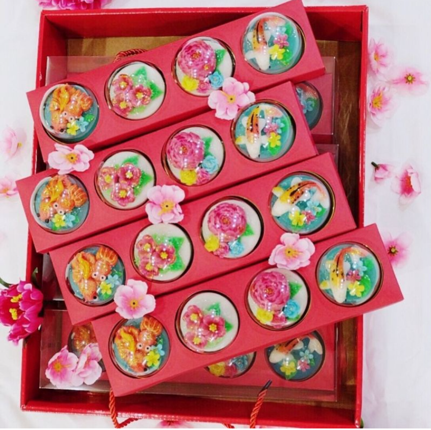 5pcs Clear cupcake box jelly box 4 cavity packaging box long tray shanghai shanghainese mooncake box