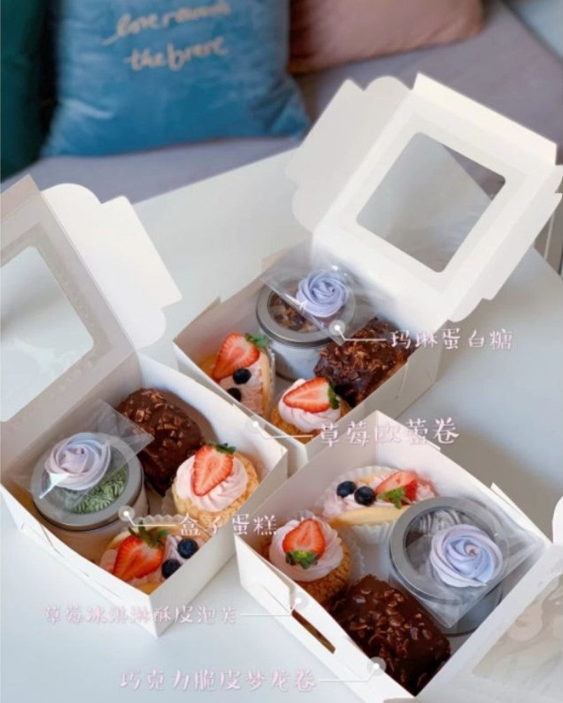 White Cake box 7 / 8 /10 inch white transparent window single layer cake boxes