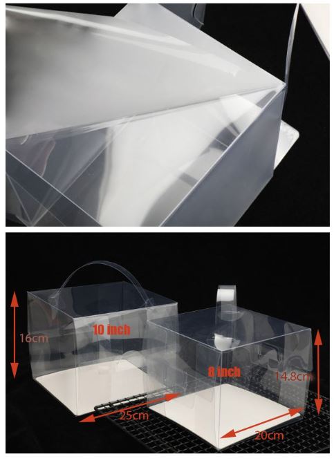 6 / 8 / 10 inch Transparent cake box with handle / clear plastic gift box