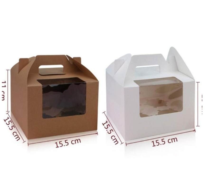 Cupcake box 4 cavity packaging gift cake paper boxes with handle for muffins sweet confessions