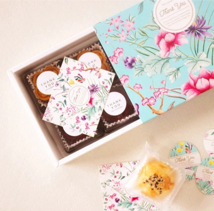 Gift box full month kueh pastries packaging box botany print 80g boxes garden wedding box mooncake box