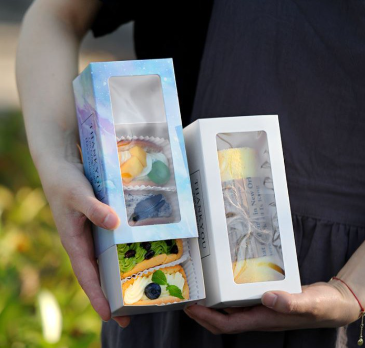 🇸🇬10pcs swiss roll box - log cake box - packaging tray box - napkin roll tray gift box