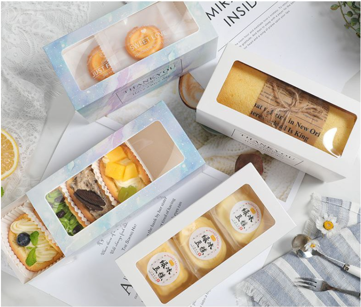 🇸🇬10pcs swiss roll box - log cake box - packaging tray box - napkin ro ...