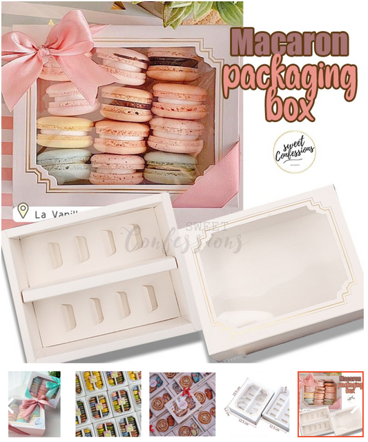 🇸🇬10pcs box Macaron packaging boxes for 10 macarons gift package mini tart paper box