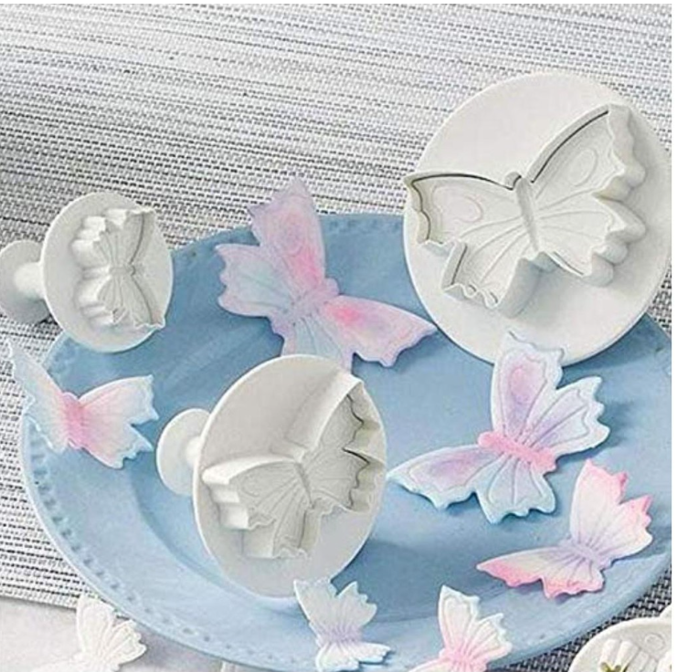 Butterfly plunger cutter set of 3 cookie cutters butterflies insect press cut-out