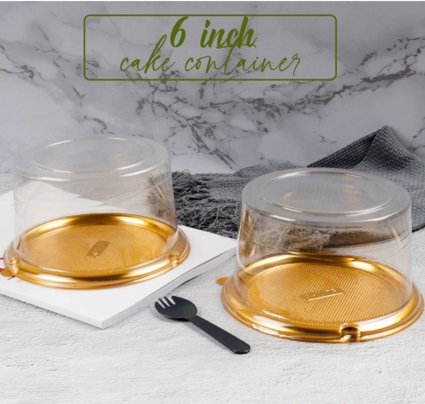 🔥10pcs 6 inch cake container cake box waterproof gold jelly cake packaging transparent clear plastic round cake box