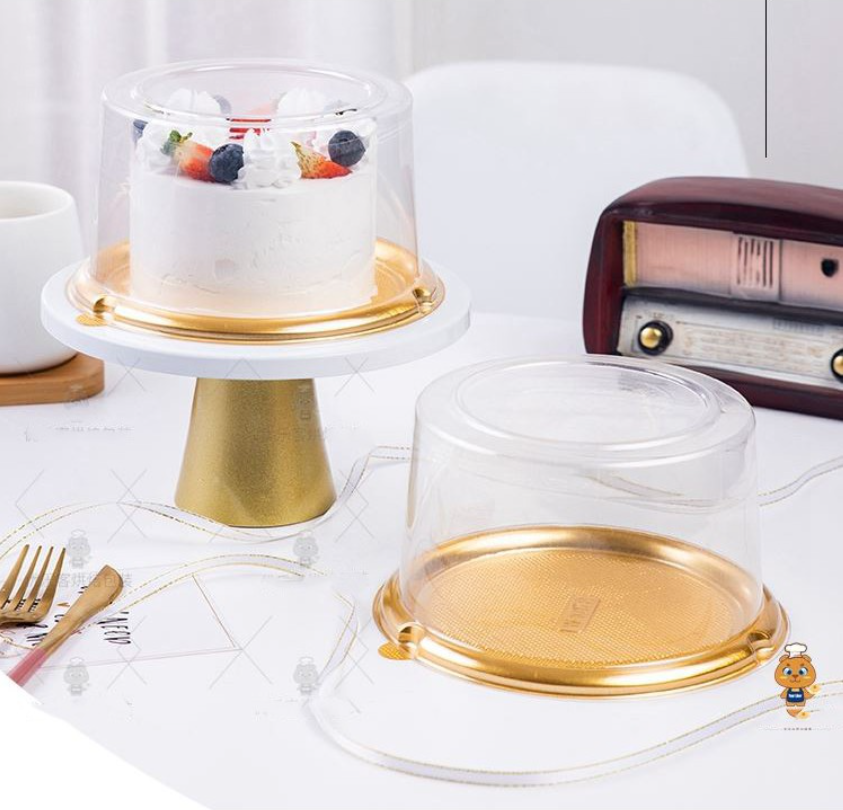 🔥10pcs 6 inch cake container cake box waterproof gold jelly cake packaging transparent clear plastic round cake box