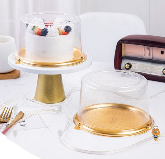 🔥10pcs 6 inch cake container cake box waterproof gold jelly cake packaging transparent clear plastic round cake box