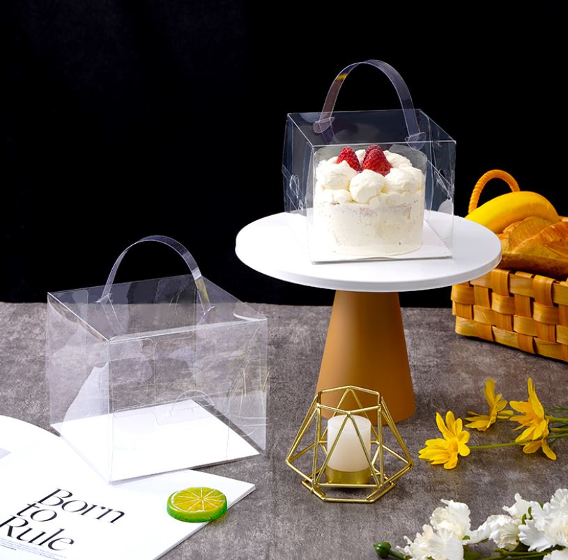 6 / 8 / 10 inch Transparent cake box with handle / clear plastic gift box