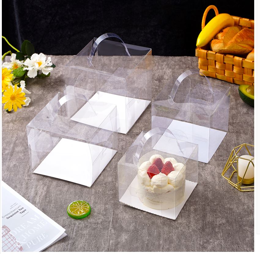 6 / 8 / 10 inch Transparent cake box with handle / clear plastic gift box