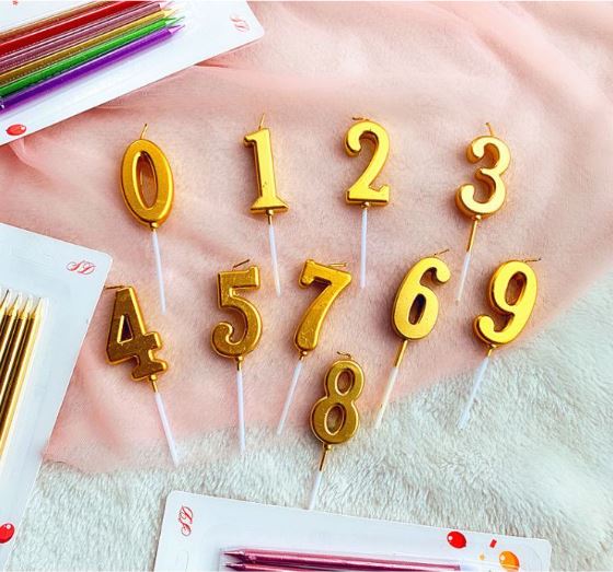 Gold number birthday candle 0-9 birthday cake candles 1 set numeric candles 生日蜡烛