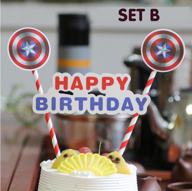 Toppers - Captain America birthday cake star toppers shield cake topper