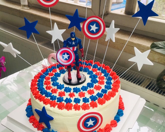 Toppers - Captain America birthday cake star toppers shield cake topper