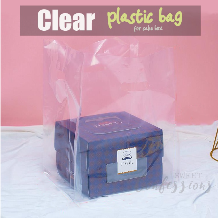 10pcs plastic bags cake box packaging bag salad bowl clear carrier bag transparent carrying bag