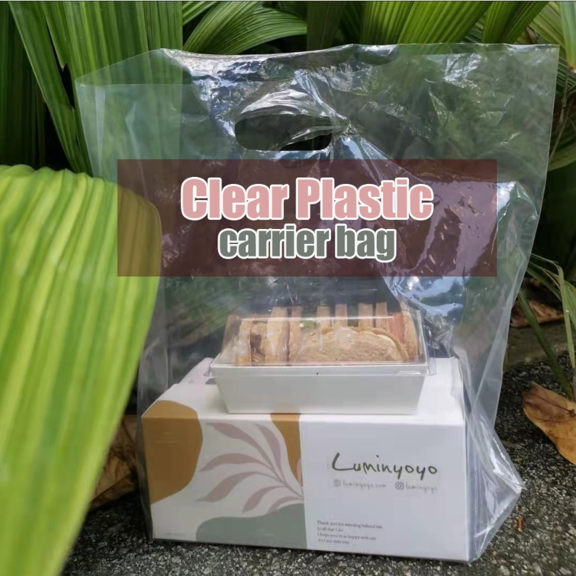 10pcs plastic bags cake box packaging bag salad bowl clear carrier bag transparent carrying bag