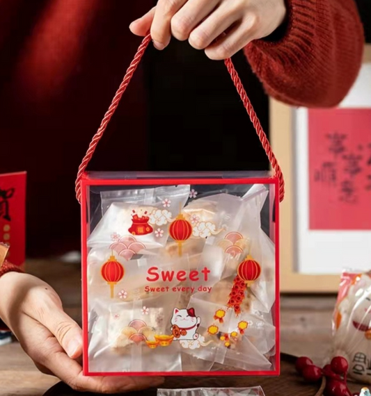 Carrier box packaging box CNY box transparent pineapple tart packaging box chinese new year gift box