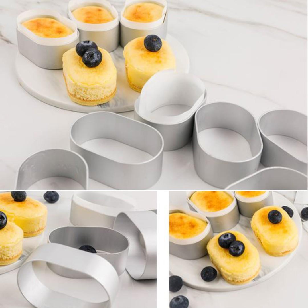 10pcs/set Elliptical Half-cooked Cheese Mold 19*3cm Metal Ring