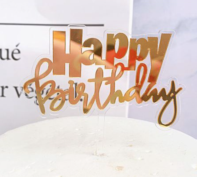 Happy birthday cursive words greeting topper cake gift topper