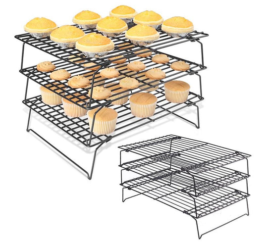 3pcs Baking rack cooling non-stick stackable bbq net rack