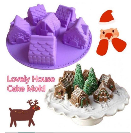 10 inch Large Gingerbread cottage house silicone mould houses silicon mold cake pan