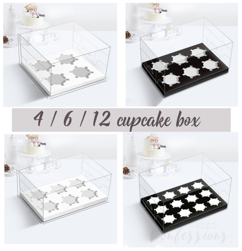 Cupcake Box (TALL) - 4, 6 or 12 cavity transparent clear plastic cupcake box cake packaging acrylic PET box