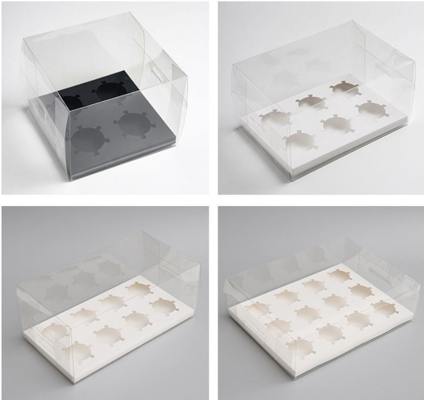 Cupcake Box (TALL) - 4, 6 or 12 cavity transparent clear plastic cupcake box cake packaging acrylic PET box