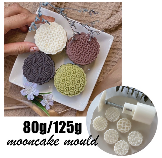 80g / 125g 6 pattern Japanese style mooncake mould presser plunger mooncake mold