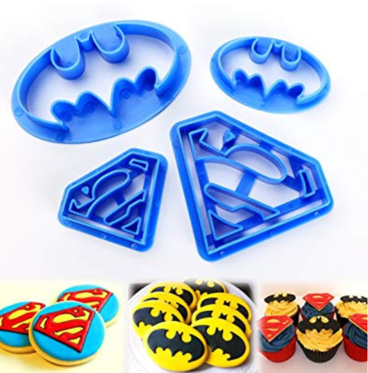 Batman & superman cookie press fondant cutter super hero set of mould