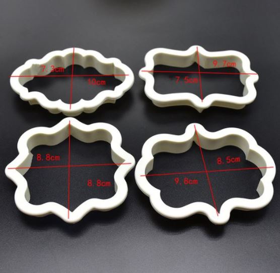 4pcs plaque cookie cutter fondant message board greetings frame biscuit cutter