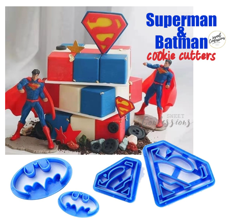 Batman & superman cookie press fondant cutter super hero set of mould