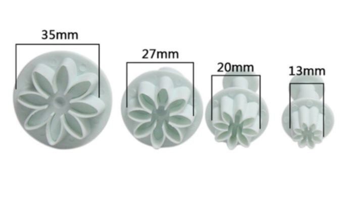 Daisy sunflower fondant plunger cutter maker mold mould set of 4