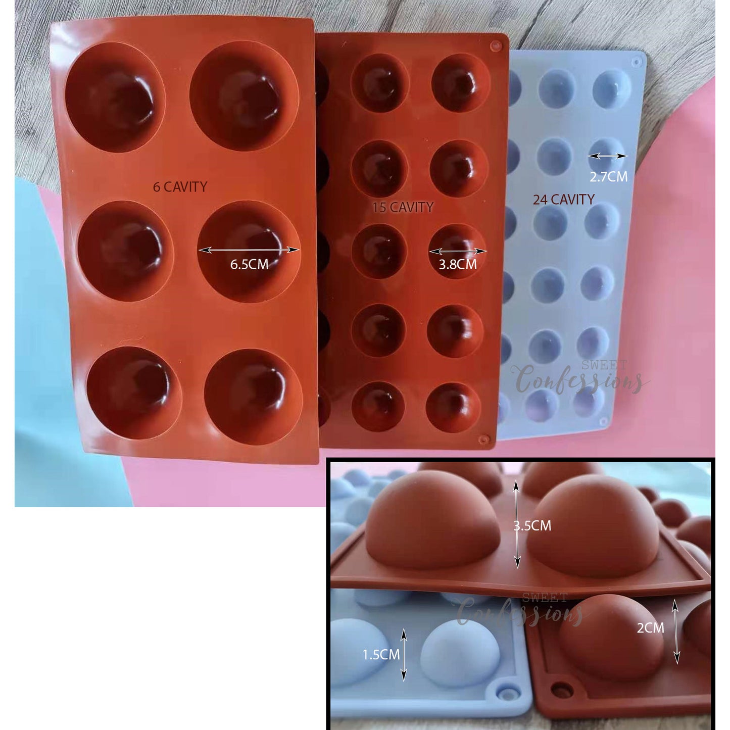 6 / 15 cavity Petite gateau dome silicon round silicone mould mousse ball sphere round cake pan mold
