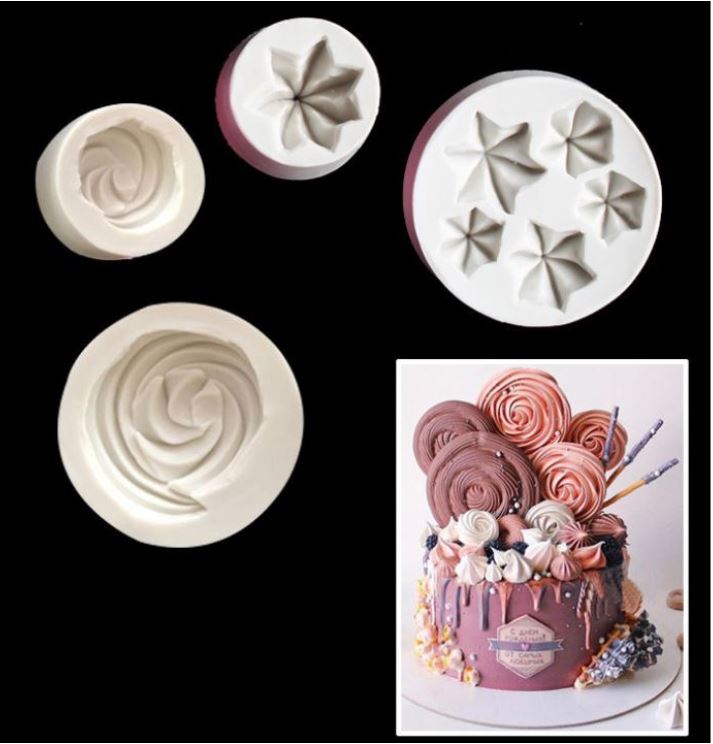 Drip cake decorations silicone mould decor fondant silicon mold meringue kisses swirls