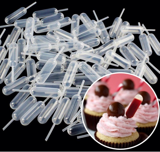 50pcs Squeezable shot tops cake decor pipette dropper petite gateau or syringe mousse cakes liquid infuser sampling cup