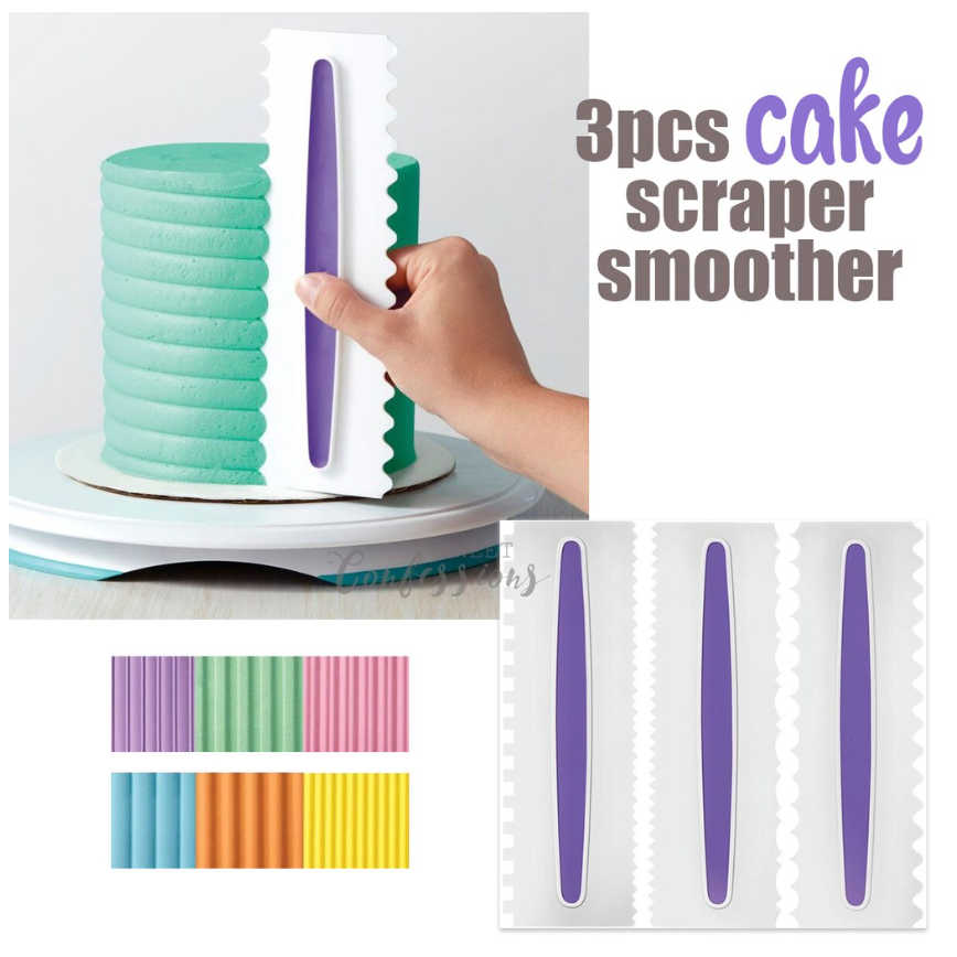 3pcs Cake edge side pattern scraper icing comb smoother set