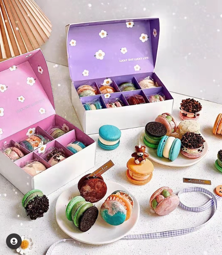Fatcaron box Macaron packaging box cream puff cookie gift box brownie mooncake pink pastry boxes